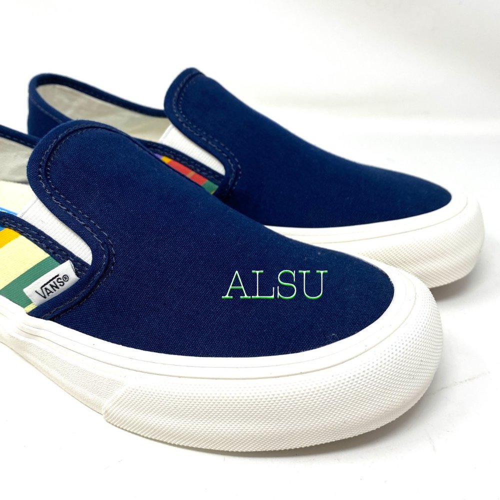💖MEGA SALE💖VANS Slip-On Sf Low Top Retro Stripes Canvas Women Size VN0A3MVD1B3 - Picture 6 of 9